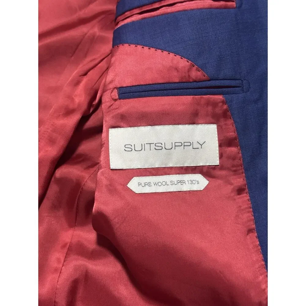SuitSupply Sienna Jacket 42L Blue Drago Wool Super 130s Blazer Sport Coat EUC
